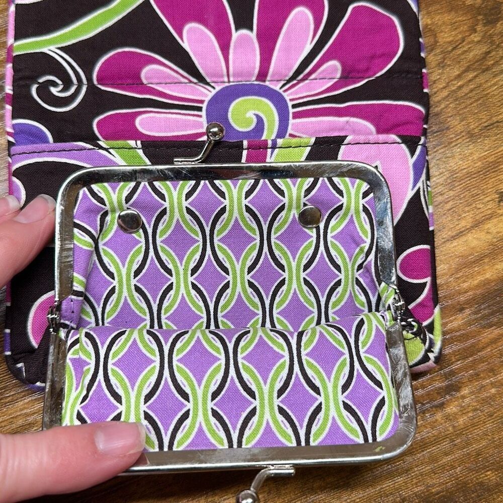 Vera Bradley Purple Punch‎ Compact Taxi Wallet and Matching Coin Purse - Picture 9 of 9
